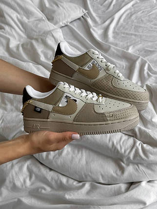 Жіночі Кросівки Nike Air Force 1 Low Tan Bling Beige / Найк Аїр Форс 1 Танг Блінг Низькі Бежеві, фото 1