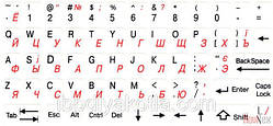 Наклейки на клавіатуру два кольори повнорозмірні (біл.фон/чорний/черв), для клавіатури ноутбука
