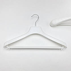 Пластикові плічка вішаки для одягу W-PLp38 білого кольору, довжина 380 мм