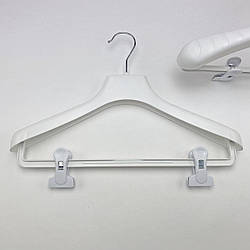 Пластикові плічка вішаки для одягу W-PLz38 білого кольору, довжина 380 мм