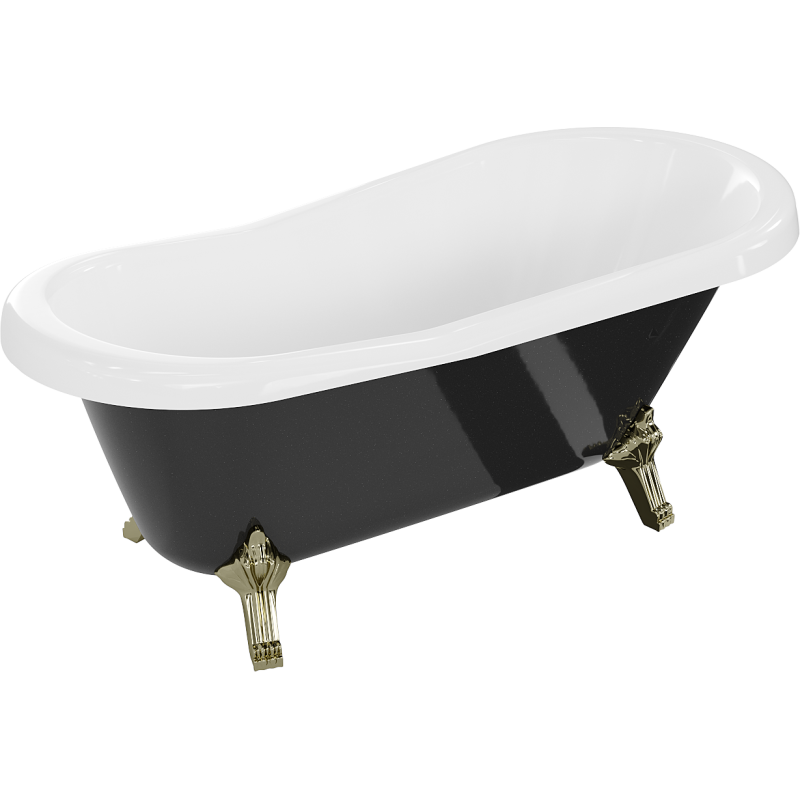 Чорно-біла ванна на золотих ніжках MEXEN RETRO 150 см