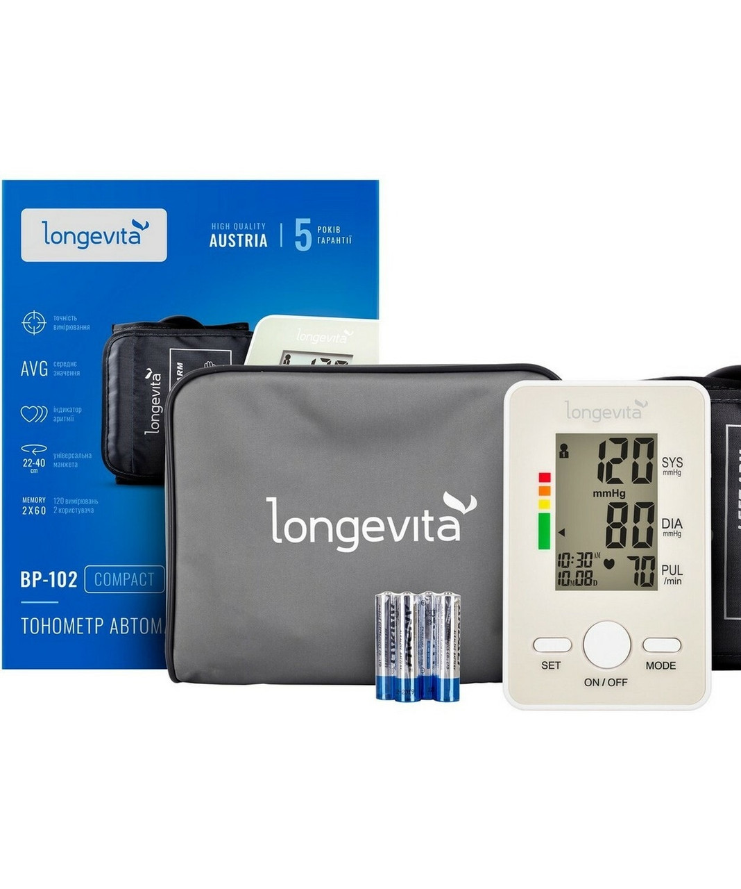 Тонометр LONGEVITA BP-102 з універсальною LUX манжетою 22-32см гарантія 5 років