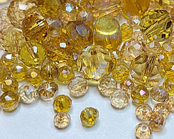 028-005-Mix-Crystal Gold Topaz.Мікс індійських кришталевих намистин (10грам)