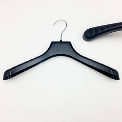 Пластикові плічка вішаки для одягу W-PL38 чорного кольору, довжина 380 мм