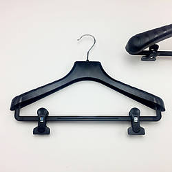 Пластикові вішаки для верхньго одягу W-PLz38 чорного кольору, довжина 380 мм