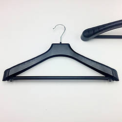 Пластикові плічка вішаки для одягу W-PLp42 чорного кольору, довжина 420 мм