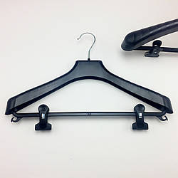 Пластикові плічка вішаки для одягу W-PLz42 чорного кольору, довжина 420 мм