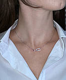 Срібне кольє з кубічним цирконієм покрите родієм, фото 3