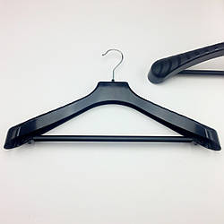 Пластикові плічка вішаки для одягу W-PLp46 чорного кольору, довжина 460 мм