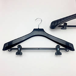 Пластикові плічка вішаки для одягу W-PLz46 чорного кольору, довжина 460 мм