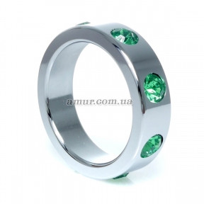 Металеве, рекційне кільце Green Diamonds, зі стразами
