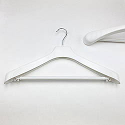 Пластикові плічка вішаки для одягу W-PLp46 білого кольору, довжина 460 мм
