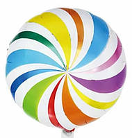 Фольгированный шарик круг "Радуга леденец"