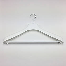 Пластикові плічка вішаки для одягу W-PLp42 білого кольору, довжина 420 мм