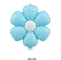 Фольгована повітряна міні-куля квітка Ромашка блакитна, 50х40 см