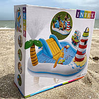 Надувний ігровий центр-басейн Intex Весела Риболовля 218х188х99 см, розприскувач, гірка, шаріки , з надувною вудочкою, 2 риби 182, фото 2