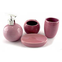 Набор для ванной керамический розовый (17х14х10 см)