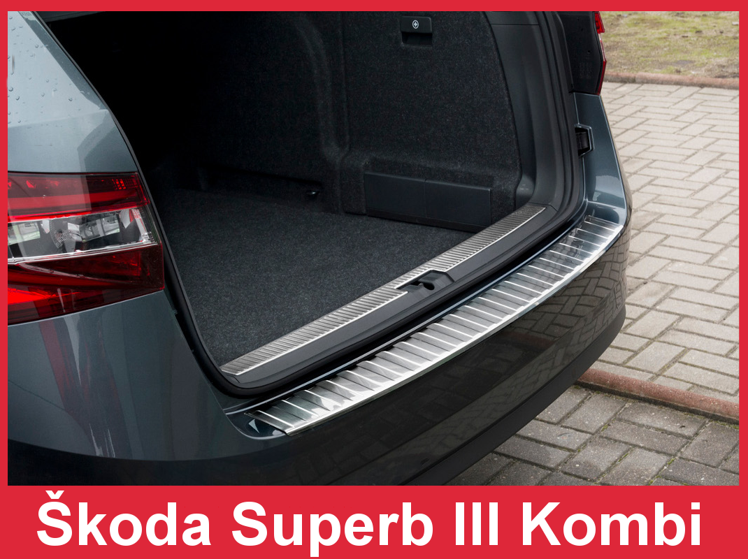 Захисна накладка на задній бампер для Skoda Superb Combi / Estate / Scout 9.2015+ (нерж.сталь), фото 3