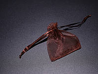 Маленькие подарочные мешочки из органзы для украшений цвет коричневый. 7х9см
