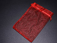 Подарочные мешочки из органзы для упаковки подарков красивые цвет красный. 10х15см