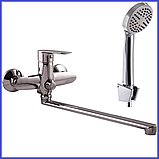 Змішувач для ванної з довгим виливом 35 см з душем ZERIX JKC-A439 (ZX2925), фото 2