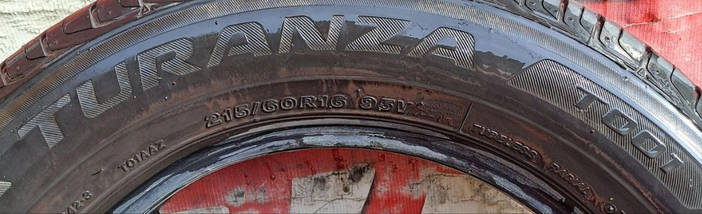 Шини легкові б/у 215/60R16 BRIDGESTONE TURANZA T 001 (літо), фото 4