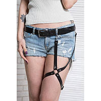 Гартер на стегно із заклепками та натуральної шкіри чорного кольору Scappa Кайф