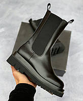 Ботинки жіночі осінь-зима Bottega Veneta Boots Black (з начосом)