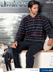 Комплект чоловічого зимового домашнього одягу, (футболка, довгий рукав + штани), фліс, LINDROS (розмір M)