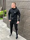 Чоловічий трикотажний чорний костюм на блискавці з капюшоном з білим принтом пума бмв, фото 3