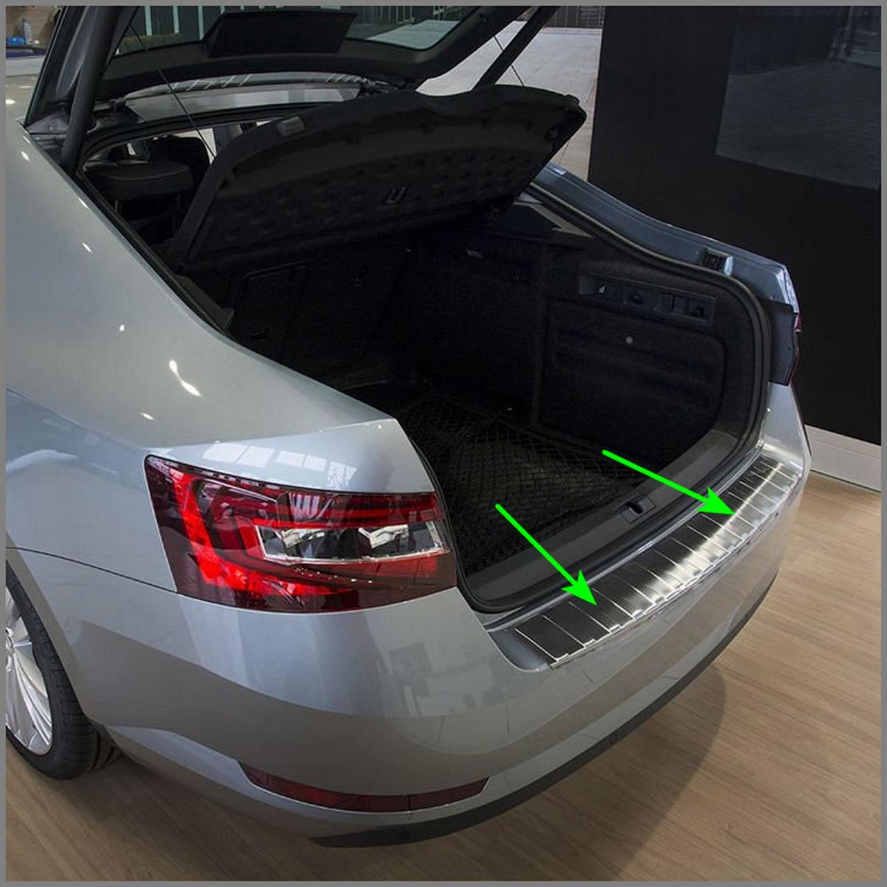 Захисна накладка на задній бампер для Skoda Superb Liftback 2015-2020, FL2021+ (нерж.сталь)
