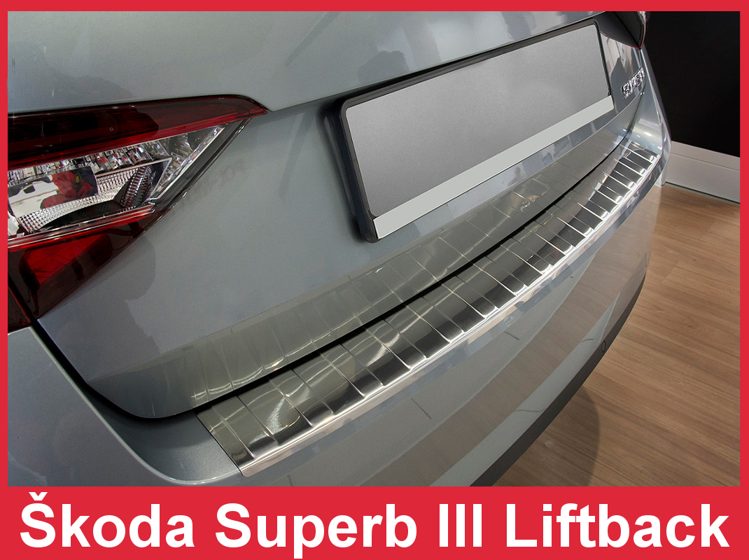 Защитная накладка на задний бампер для Skoda Superb Liftback 2015-2020, FL2021+ (нерж.сталь), фото 7