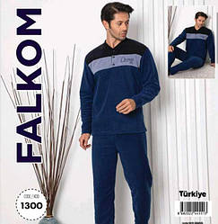 Комплект чоловічого зимового домашнього одягу, (футболка, довгий рукав + штани), фліс, Falkom (розмір M)