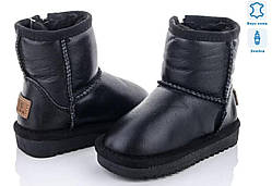 Зимові дитячі уги для дівчаток, зимові шкіряні уги на дівчинку, чорні зимові уги на дівчаток