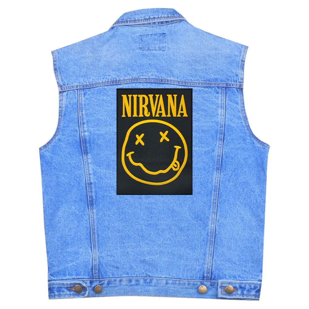 Нашивка термо (thps-008) Nirvana (logo and smile) наспинна прямокутна, фото 1