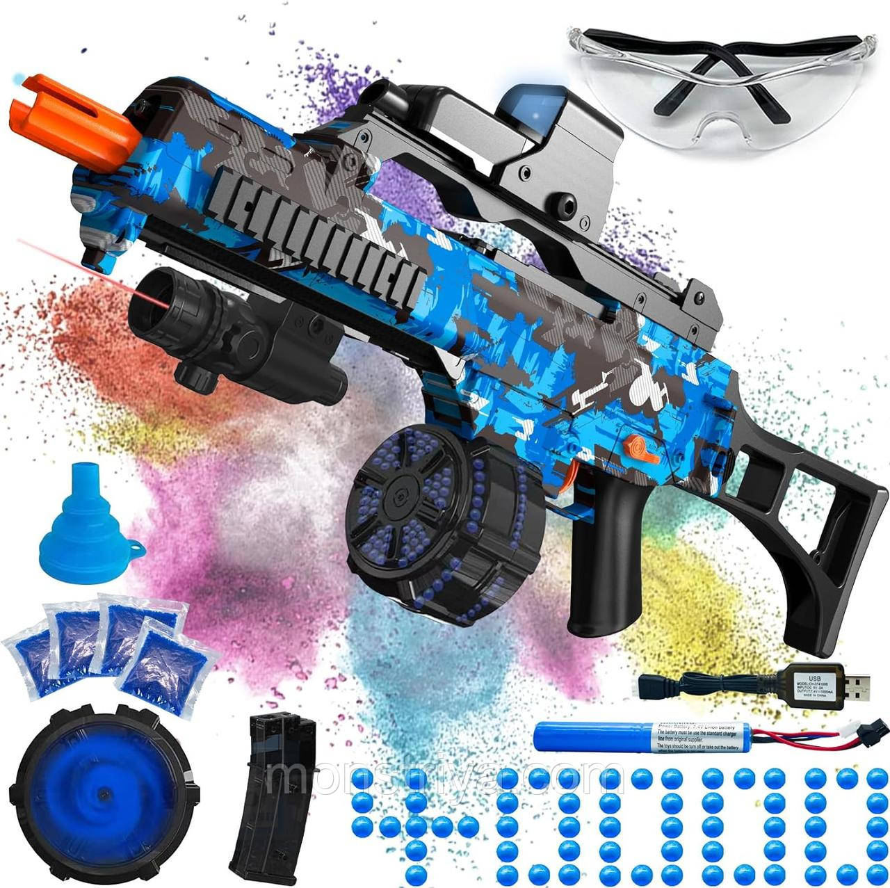 Автомат на орбізах — дитяча іграшкова зброя гель бластер Орбіган, з лазерним прицілом, 40 000 куль JIFTOK