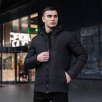 Курточка мужская черная зимняя практичная стильная удобная однотонная теплая легкая из плащевки для мужчин