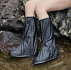 Бахіли від дощу багаторазові ПВХ М (38-39) 28.5 см Чорні Високі Waterproof, фото 3