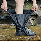 Бахіли від дощу багаторазові ПВХ М (38-39) 28.5 см Чорні Високі Waterproof, фото 4