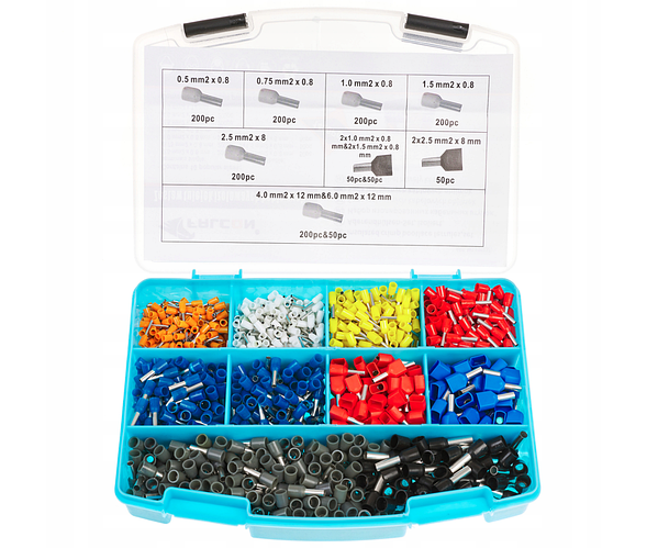 Набор кабельных наконечников-гильзы для обжима проводов 1400 шт. Falcon ...