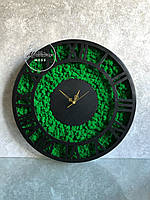 Годинник з мохом 60 см, преміум мох, годинник настінний