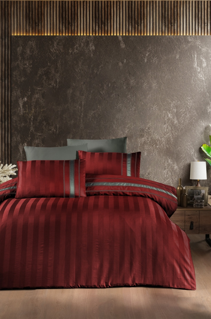 Турецкое Постельное Белье First Choice Deluxe Satin Artwel Dark Red 200х220см