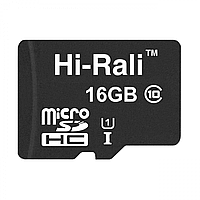 Карта Памяти Hi-Rali MicroSDHC 16gb UHS-1 10 Class Цвет Чёрный