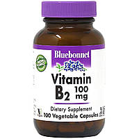 Витамин B2 100 мг Vitamin B2 Bluebonnet Nutrition 100 вегетарианских капсул VA, код: 7423707