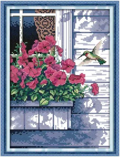 Набір для вишивання за нанесеною на канву схемою "Hummingbird". AIDA 14CT printed, 21*30 см