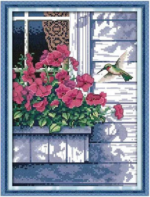 Набір для вишивання за нанесеною на канву схемою "Hummingbird". AIDA 14CT printed, 21*30 см