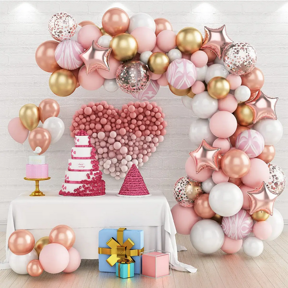 Арка гірлянда з повітряних куль "Рожеві льодяники" 82 шт., фото 1