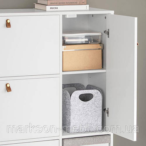 Тумба для обуви с пуфом и откидными полками в белом цвете (ID ...