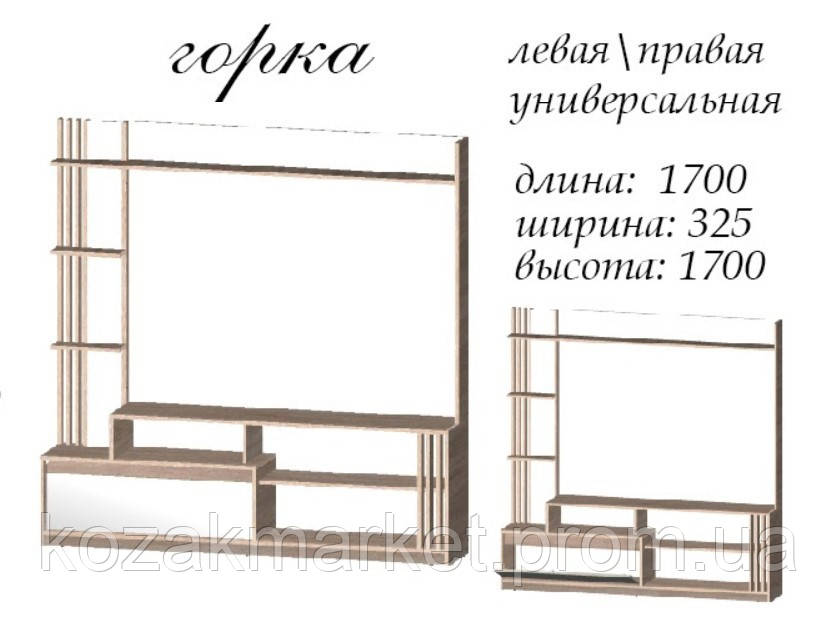 Стенка в гостиную Мастер Форм Дуб крафт золотой 170х32,5х170 см KT, код: 8060184 - фото 3 - id-p1994934561