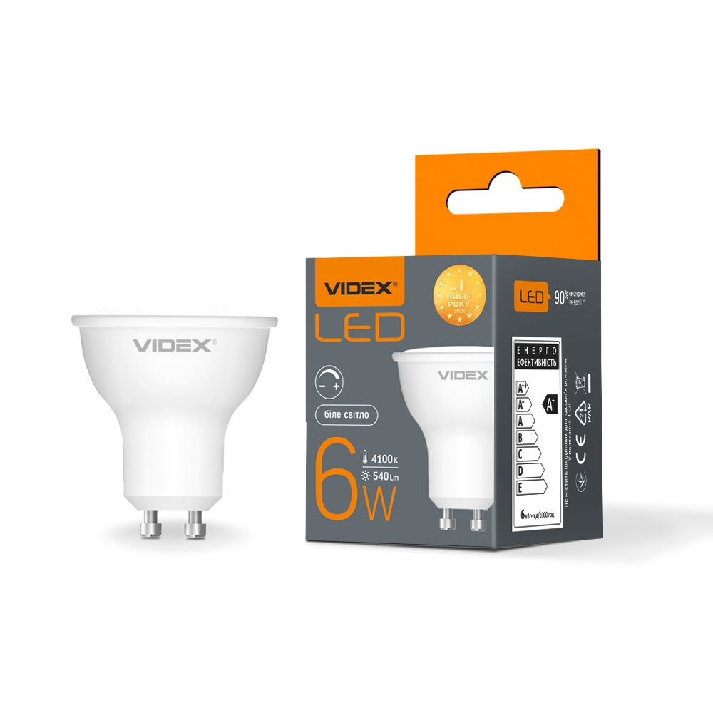 Світлодіодна лампа VIDEX MR16еD 6W GU10 4100 K диммер